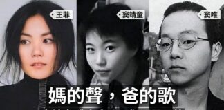 王菲、窦靖童、窦唯三人並列對比圖，窦靖童《歌手2026》演唱窦唯經典唱哭那英
