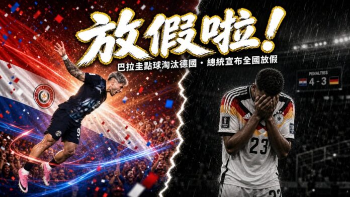 巴拉圭球員振臂慶祝、德國23號球員掩面落淚,點球大戰比分4比3,巴拉圭爆冷淘汰德國晉級2026世界盃16強