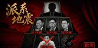 歐陽衛民落馬解密:王岐山金融幫崩塌與習近平廣東大清洗 中共權力金字塔視覺化:頂端為模糊化的王岐山剪影,中層田惠宇、范一飛、董宏三名王岐山舊部標註「已判死緩」,底層歐陽衛民被紅色X與「立案調查」印章覆蓋,象徵王岐山金融幫遭連根拔起